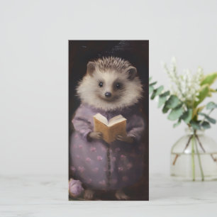 Vintage Hedgehog Purple Bookmark for Bookworms Thank You Card