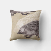 Vintage Hedgehogs Collage Throw Pillow (Back)
