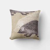 Vintage Hedgehogs Collage Throw Pillow (Front)