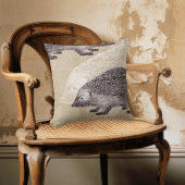 Vintage Hedgehogs Collage Throw Pillow