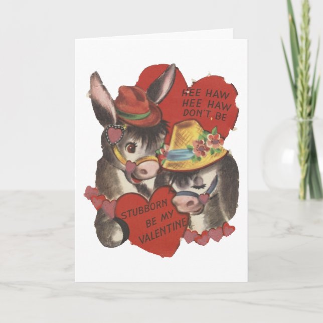 Vintage Hee Haw Donkey Valentine Holiday Card (Front)