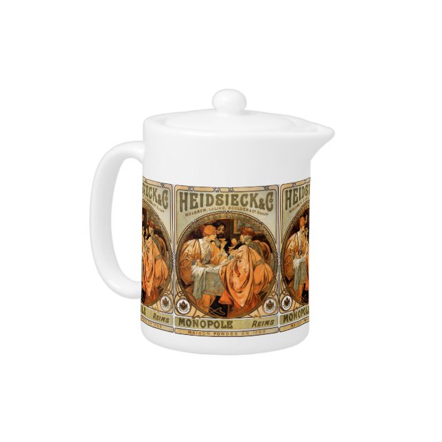 Vintage Heidsieck & Co Monopole Reims Wine Label Teapot (Left)