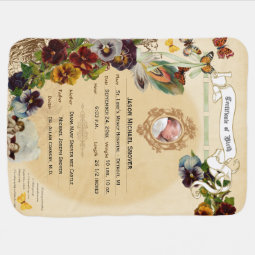 Vintage Heirloom Birth Certificate (updated) Baby Blanket Zazzle
