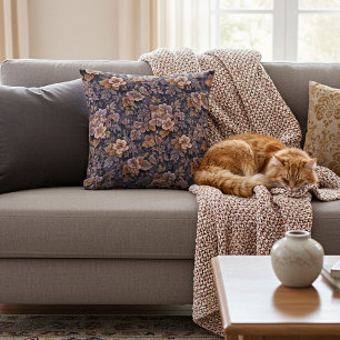 Vintage Heirloom Petals purple floral Throw Pillow