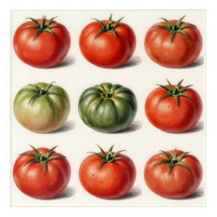 Vintage Heirloom Tomato Variety Botanical Grid Acrylic Print