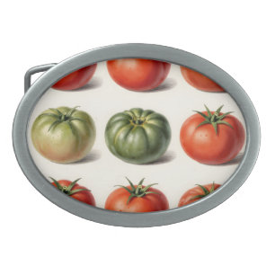 Vintage Heirloom Tomato Variety Botanical Grid Belt Buckle