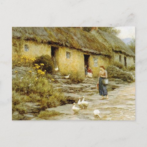 Vintage Helen Allingham Irish Cottage Postcard