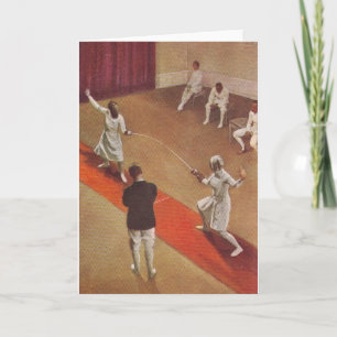 Vintage Helene Mayer Fencing Bout Note Card
