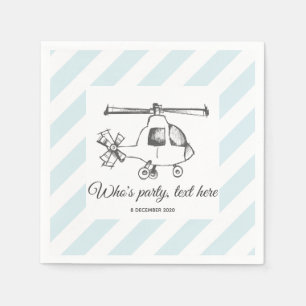 vintage, Helicopter, plane Cocktail Paper Napkins