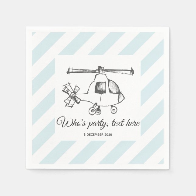 vintage,  Helicopter, plane Cocktail Paper Napkins (Front)