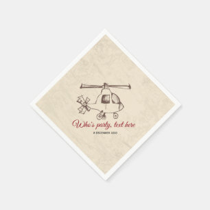 vintage, Helicopter, plane Cocktail Paper Napkins