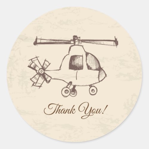 vintage Helicopter  round sticker