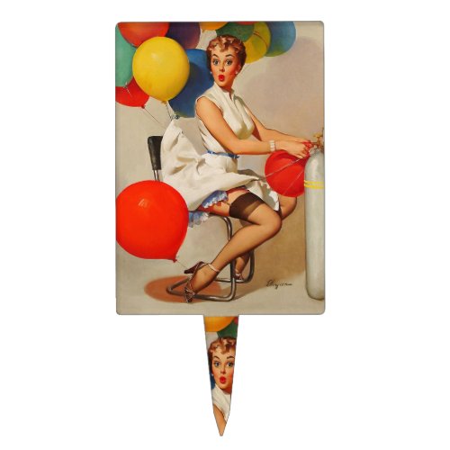 Vintage helium Party balloons Pin up Girl Cake Topper