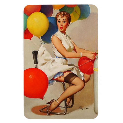 Vintage helium Party balloons Pin up Girl Magnet