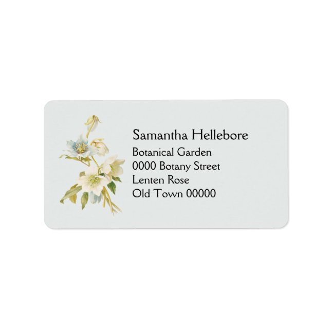 Vintage hellebore address label (Front)