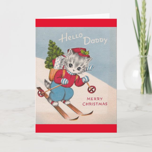 Vintage - Hello Daddy, Merry Christmas, Holiday Card (Front)