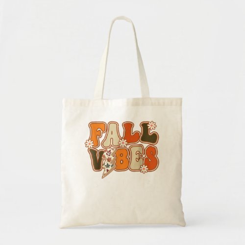Vintage Hello Fall Floral Groovy Fall Vibes Autumn Tote Bag