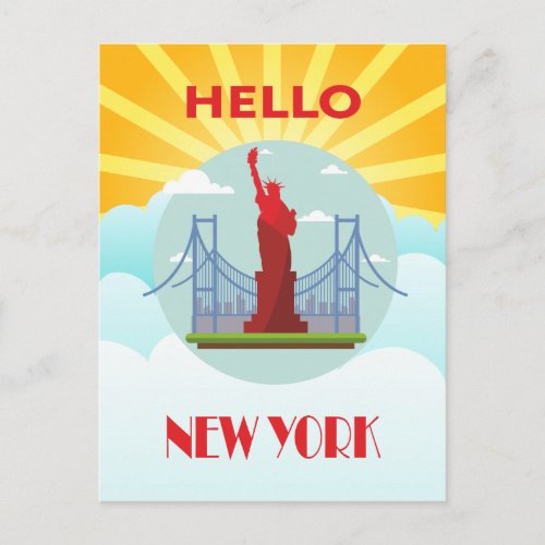 Vintage Hello New York Travel Postcard