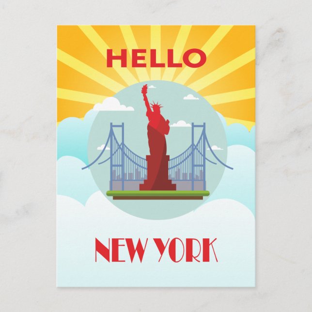 Vintage Hello New York Travel Postcard (Front)