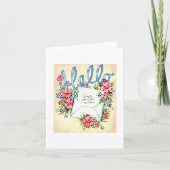 Vintage Hello With Flowers Card by Gypsify at Zazzle