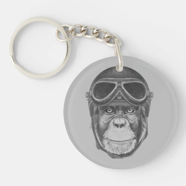 Vintage Helmet Chimpanzee Keychain (Front)