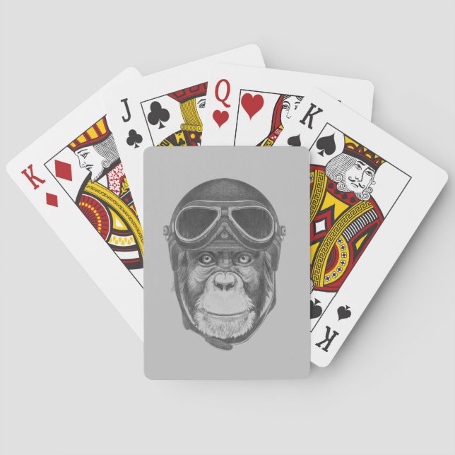 Vintage Helmet Chimpanzee Poker Cards (Back)