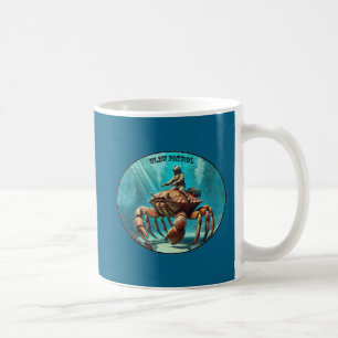 Vintage Helmet Diver Riding a Giant Crab URM Coffee Mug