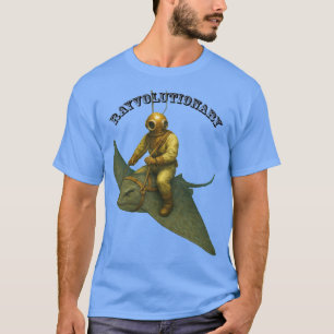 Vintage Helmet Diver Riding a Giant Stingray URM T-Shirt