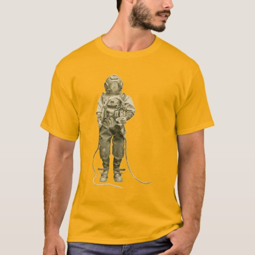 Vintage Helmet Diver with an Underwater Dive Light T_Shirt