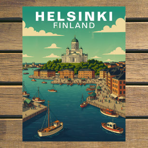 Vintage Helsinki Finland Harbor Waterfront Travel Postcard