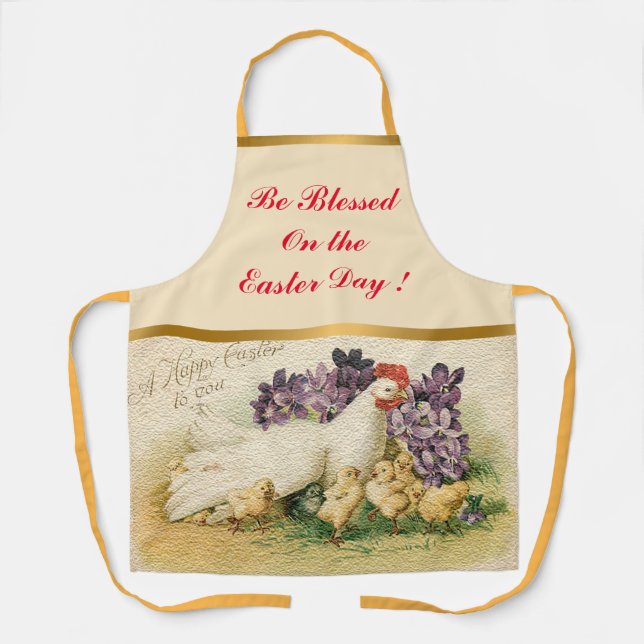Vintage Hen And Chickens Easter Apron (Front)