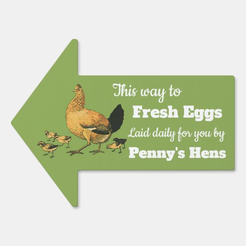 Vintage Hen and Chicks Fresh Egg Farm Arrow Sign
