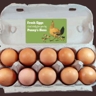 Vintage Hen and Chicks Fresh Eggs Carton Label