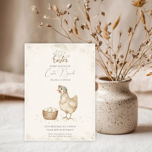 Vintage Hen and Eggs Country Farm Easter Invitation