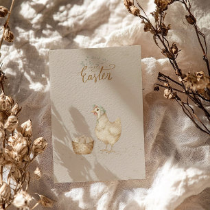 Vintage Hen and Eggs Country Farm Holiday Postcard