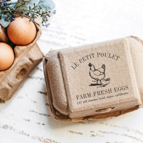 Vintage Hen  Country Farm Name  Address Rubber Stamp