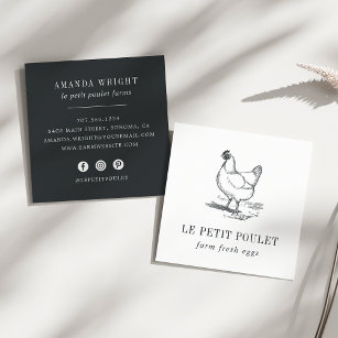 Vintage Hen   Country Farm Square Business Card