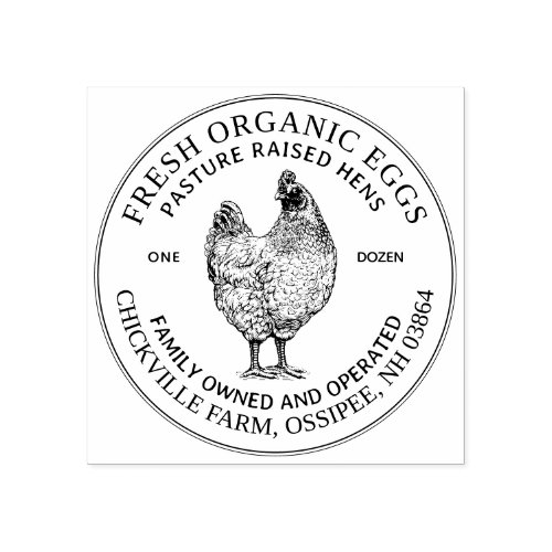 Vintage Hen Egg Carton Pasture Raised Organic Eggs Rubber Stamp