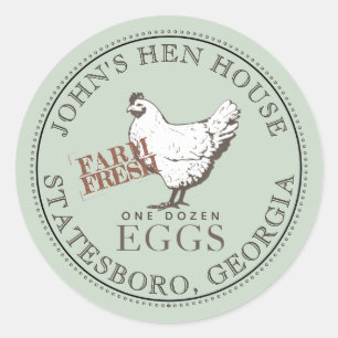 VINTAGE HEN FARM FRESH EGG Pale Green Label