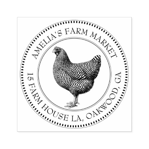 Vintage Hen Farm Label Decorative Border Address Rubber Stamp