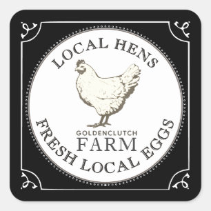 VINTAGE HEN PASTURED EGGS LABEL Black