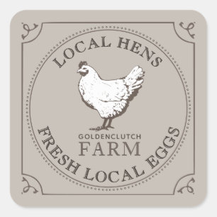 VINTAGE HEN PASTURED EGGS LABEL Grey