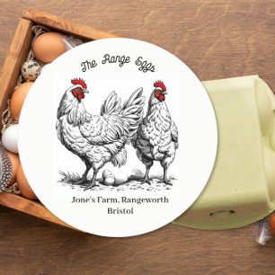 Vintage Hen Rooster Farm Fresh Round Free Range Classic Round Sticker