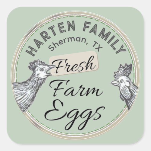 Vintage Hen Rooster Rustic Market Egg Carton cute Square Sticker