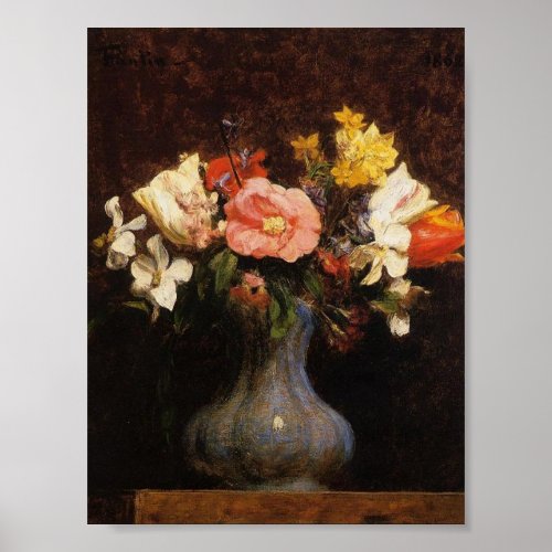 Vintage Henri Latour Flowers Camelias and Tulips Poster