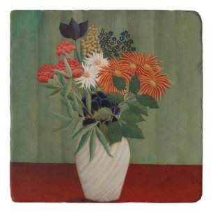 Vintage Henri Rousseau Sage Green Floral Art Print Trivet