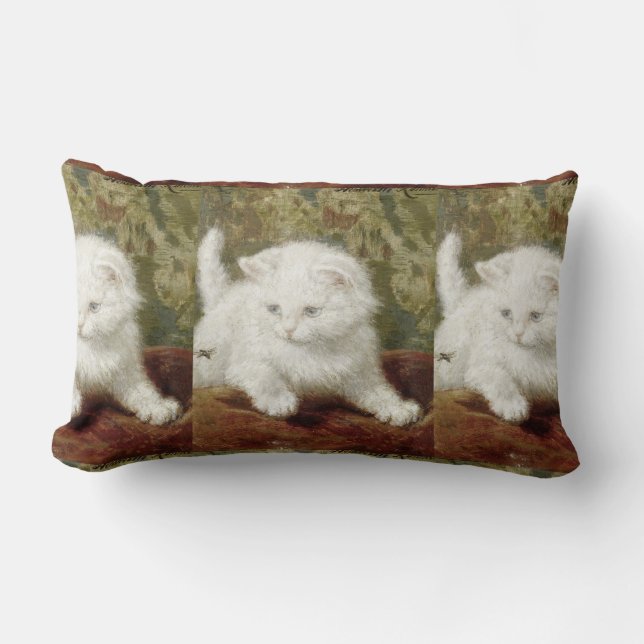 Vintage Henriette Ronner-Knip Curiousity Lumbar Pillow (Front)
