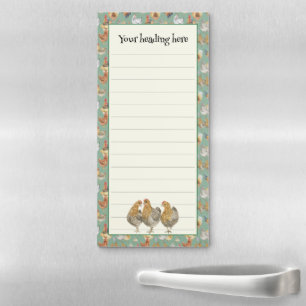 Vintage hens personalized magnetic notepad
