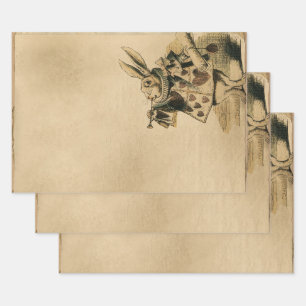 Vintage Herald White Rabbit Alice in Wonderland Wrapping Paper Sheets