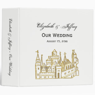 Vintage Heraldic Castle #2 Crest Faux Gold 3 Ring Binder